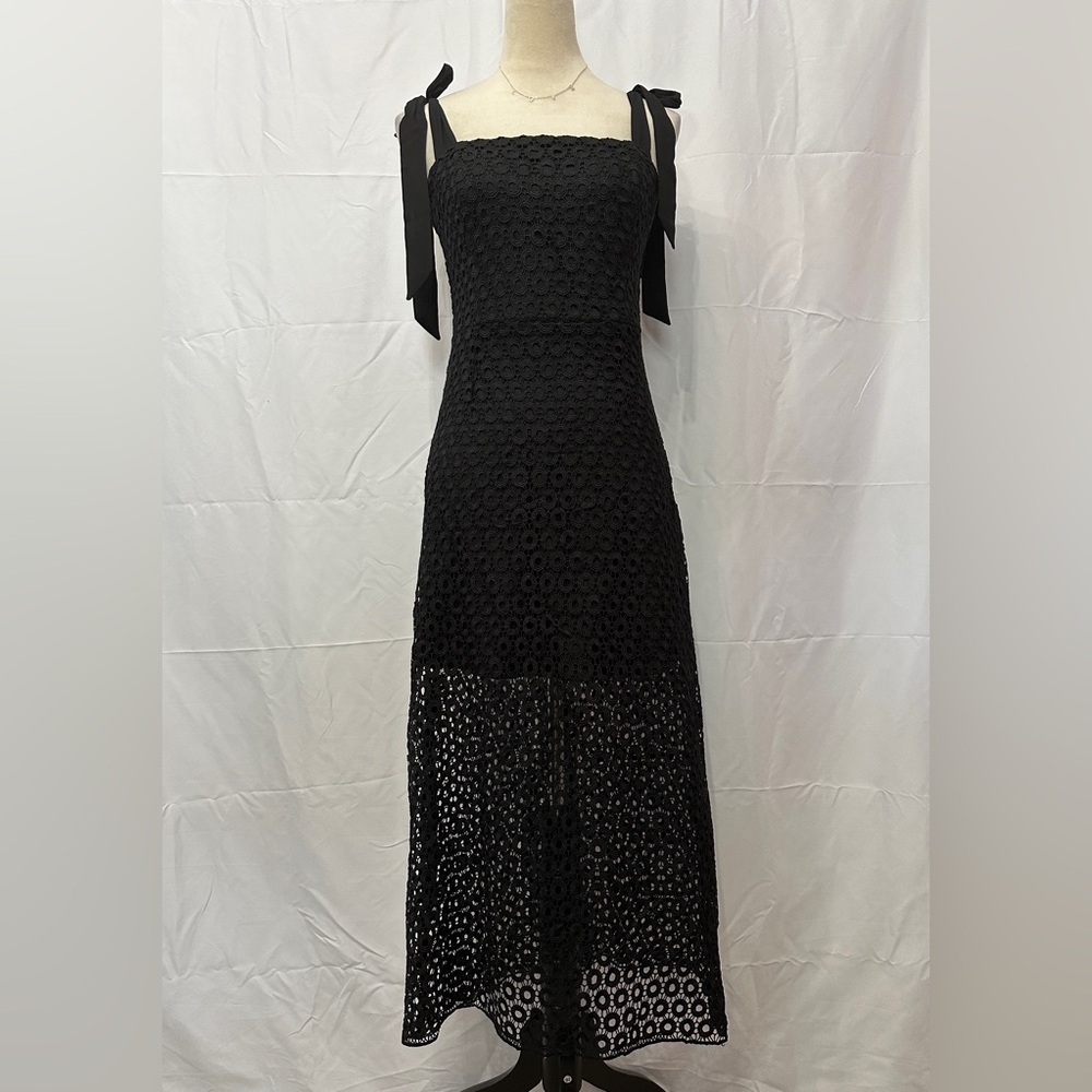 MADEMOISELLE PHILIP MARC Lace Overlay Tie Shoulder Dress EUC Size Small